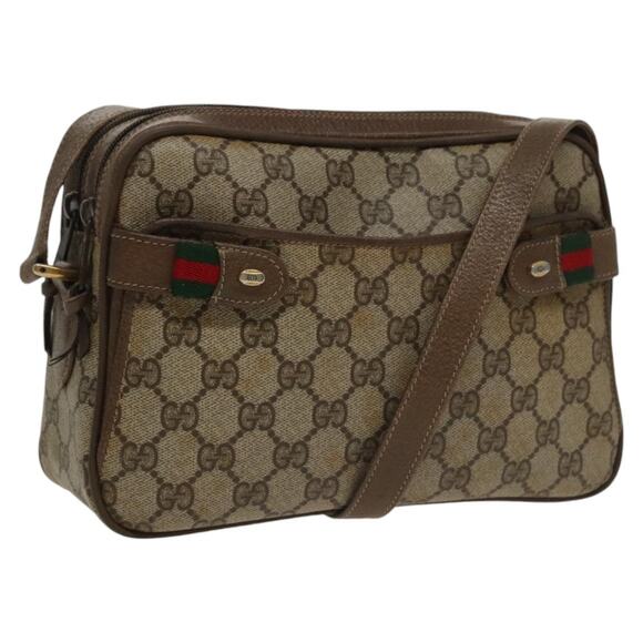 GUCCI GG Supreme Web Sherry Line Shoulder Bag Pvc Beige 93 02 049 - Picture 1 of 16